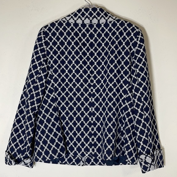 NWT. Talbots 8 Navy White Tweed Three-Button Blazer. - Picture 8 of 11